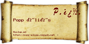 Popp Éliás névjegykártya